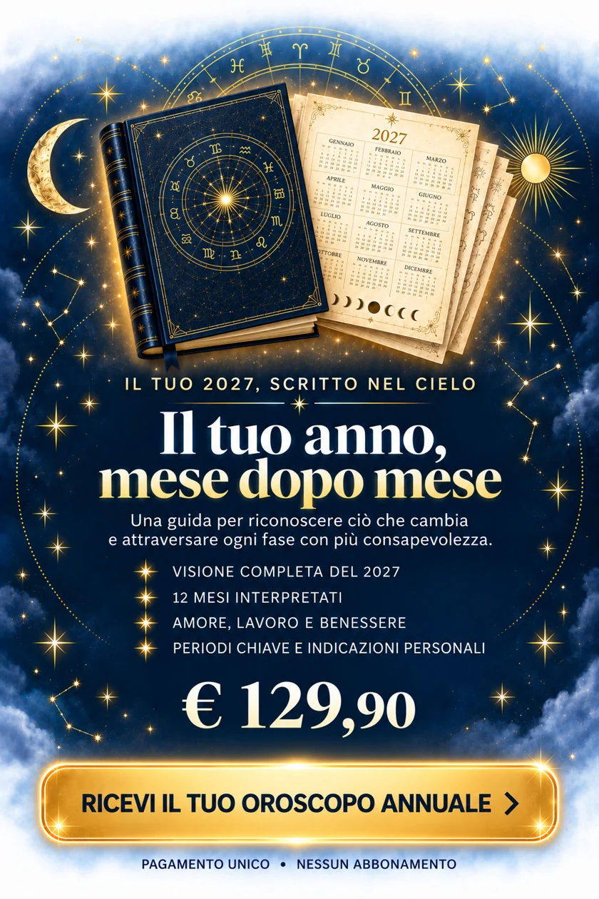 Libro astrologico e calendario 2027 fra stelle, Sole e Luna: illustrazione della guida annuale